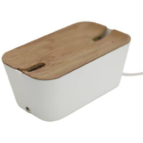 Medium Hideaway Cable Organiser in White and Natural I40865