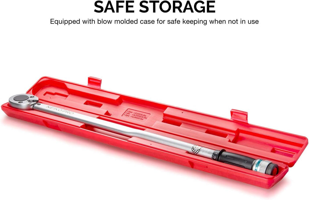 3/4” Drive Adjustable Click Torque Wrench, 50-300 Foot-Pound, Chrome Vanadium Steel E560303