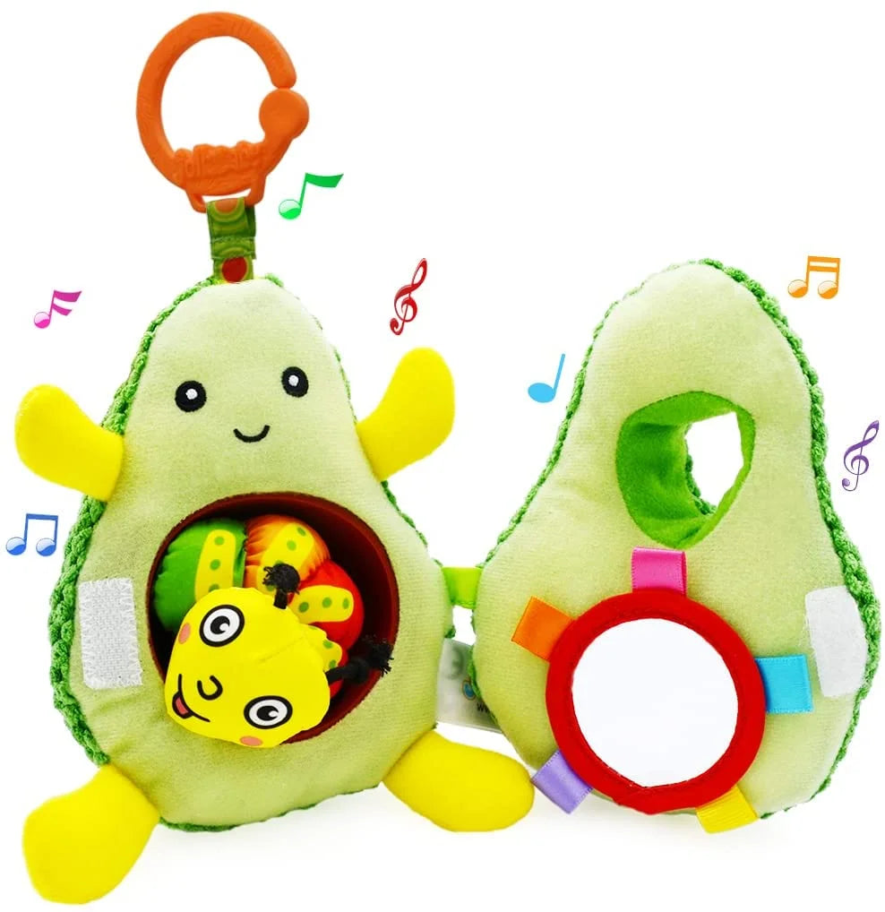 Clip on Stroller Toy with Mirror, Plush Avocado Toy J5647