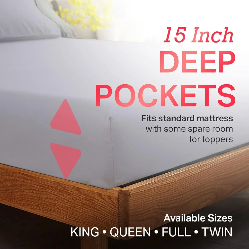 Light Gray 4 Pcs King Size Cotton Bed Sheets Y28486