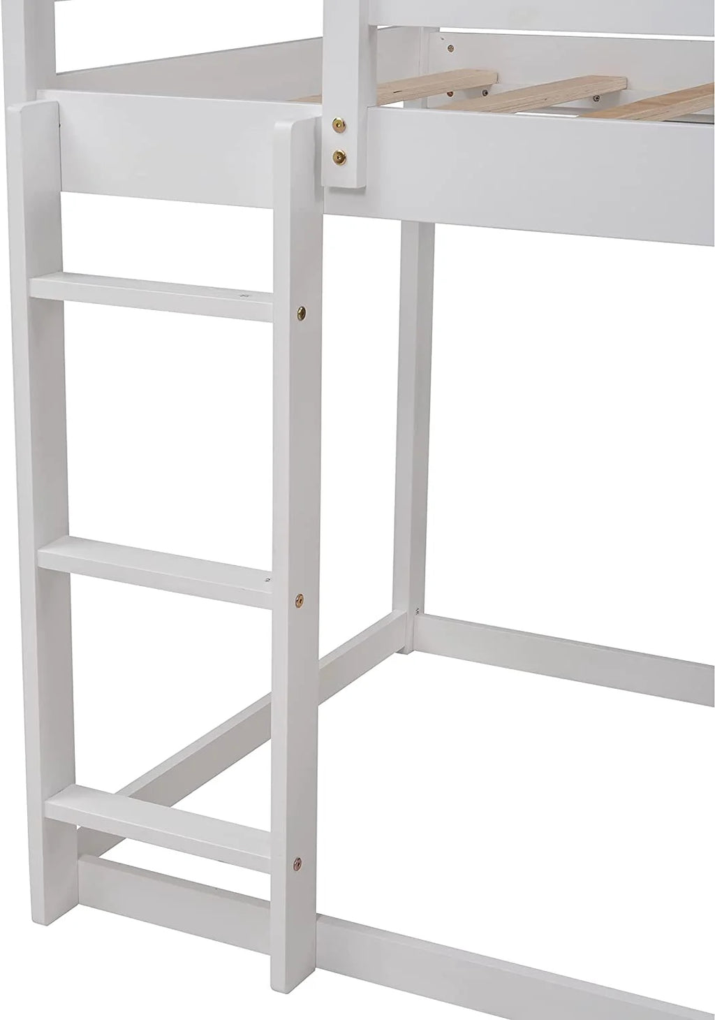 White Wood Buk Bed With Slide D365033