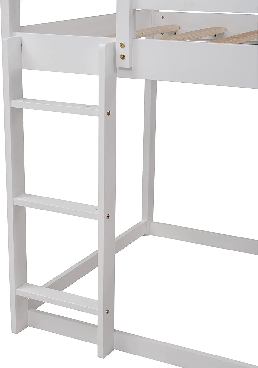White Wood Buk Bed With Slide D365033