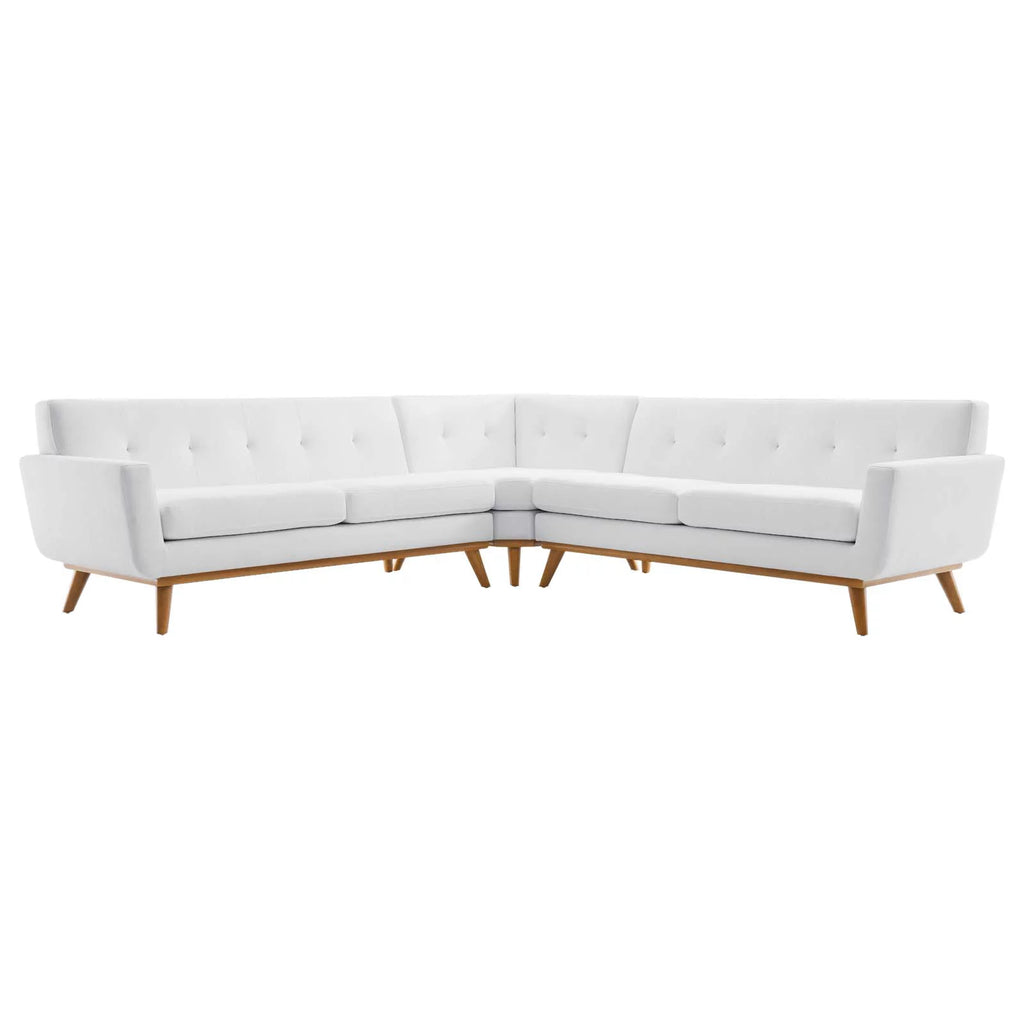 White Upholstered Fabric Sectional Sofa V61732