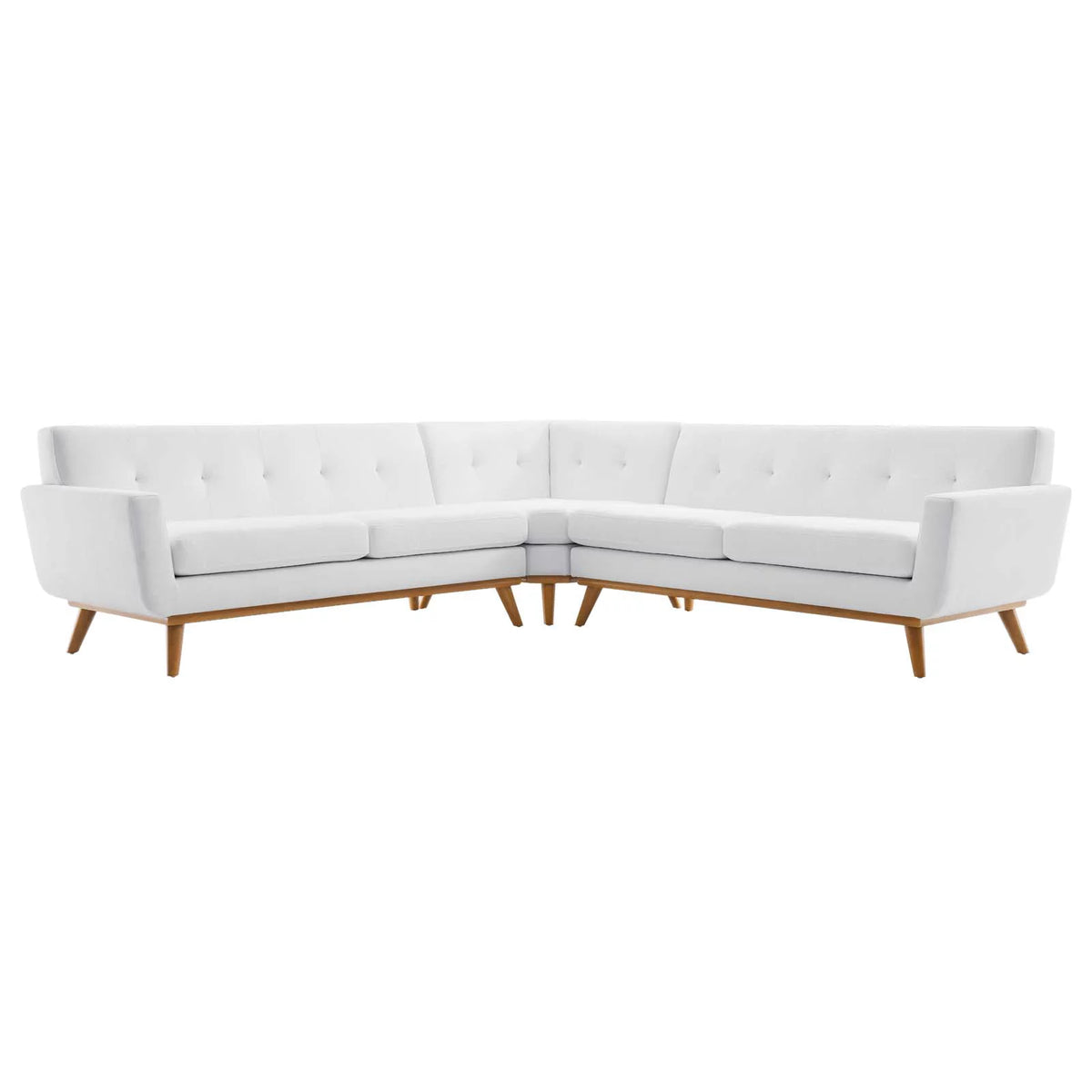 White Upholstered Fabric Sectional Sofa V61732