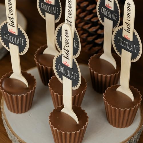 100 Set Christmas Disposable Wooden Spoons 5.5 Inches P652