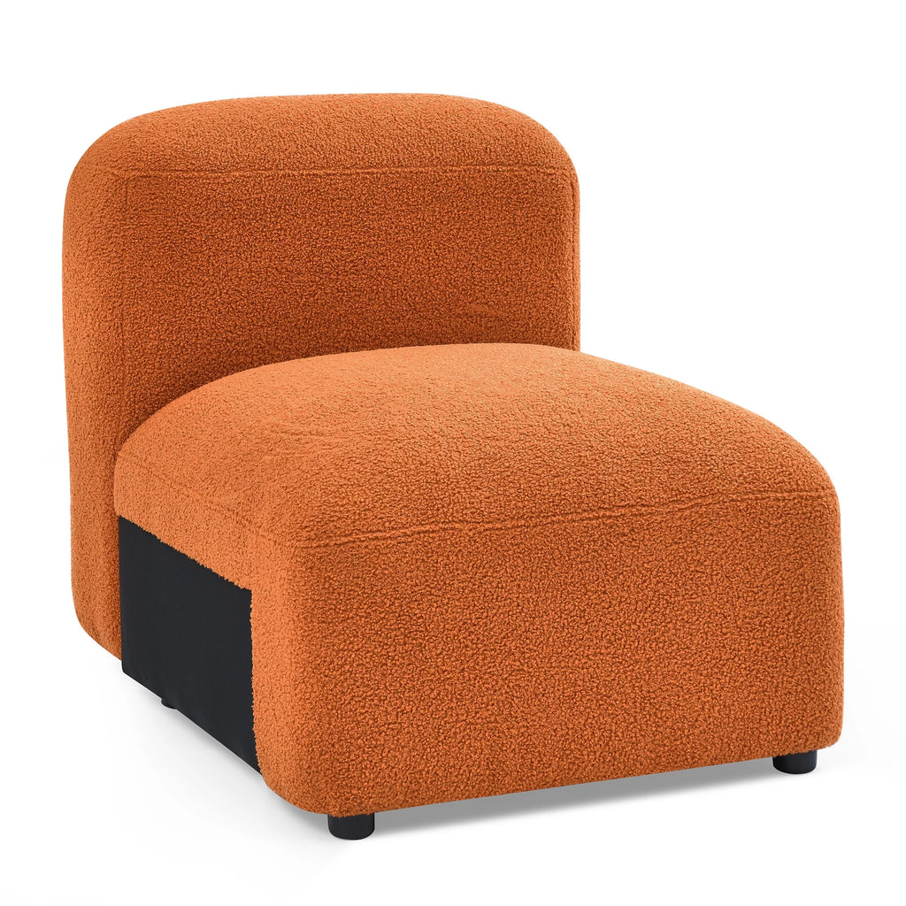 L-Shape Modular Sectional Sofa with 2 Pillows Teddy Fabric Orange M92492