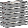 5Pack Low Profile Under Bed Storage Containers with Transparent Plastic Visual Window O8417