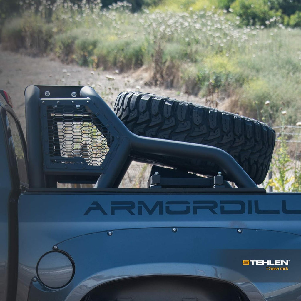 Matte Black Truck Bed Roll Bar with Tire Carrier W5693