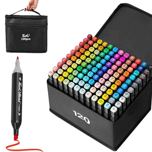 120 Colors Dual Tip Alcohol Markers Set C751019