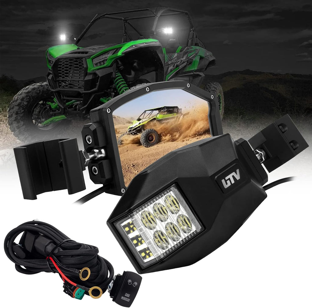 Aluminium UTV Side Mirrors with LED Spot Lights, One Pair U540565
