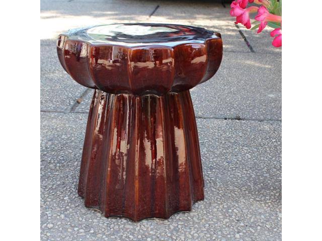 Round Scalloped Ceramic Garden Stool V63750