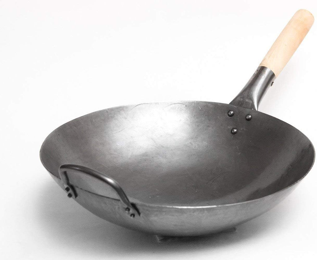 14 Inch Hand Hammered Carbon Steel Wok B29119