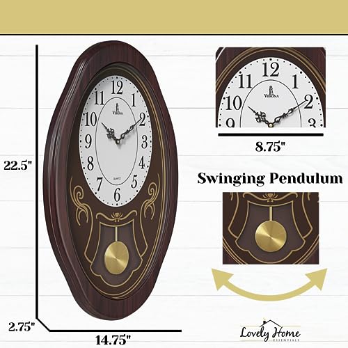 Battery Operated Wood Pendulum Wall Clock C9048