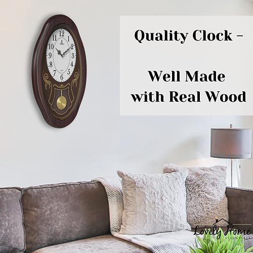 Battery Operated Wood Pendulum Wall Clock C9048
