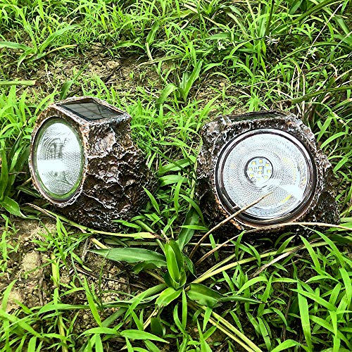2 Pack 10 LED Waterproof Solar Powered Rock Light F70655
