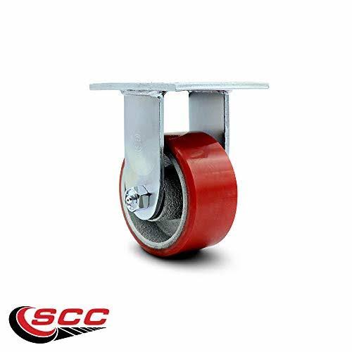 Polyurethane Wheel Caster Set Red on Silver 2 Swivel/2 Rigid Non Marking S195