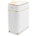 Automatic Small Sensor Trash Can with Touchless Lid, 2.3 Gallon White Gold Waste Bin J559