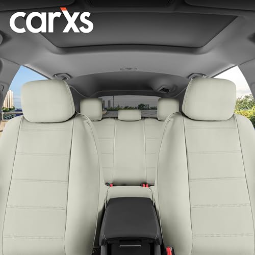 Beige Faux Leather Car Seat Covers Front Seats Only 4-Piece O8659