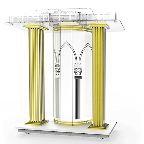 Acrylic Podium with Casters Floor Standing Rolling Lectern B448070