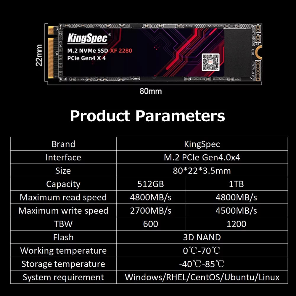 1TB M.2 NVMe PCIe Gen4.0x4 SSD V5688