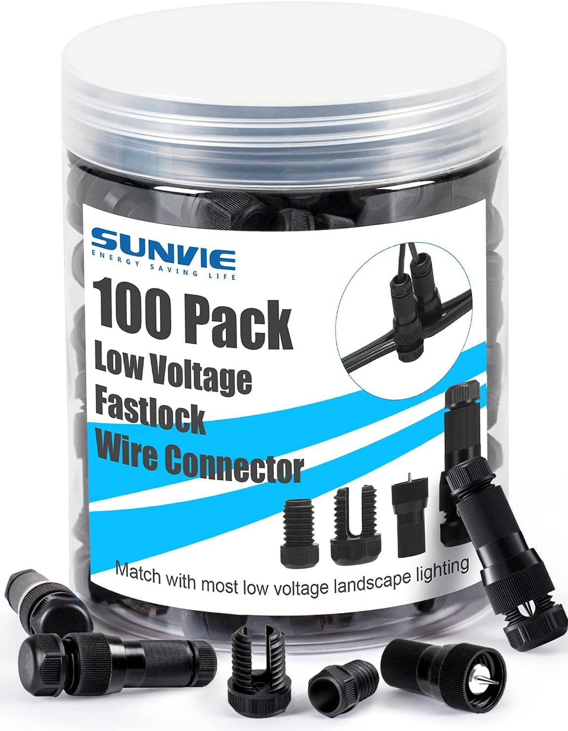 100 Pack 12-16 Gauge Low Voltage Landscape Lighting Wire Connectors J258628