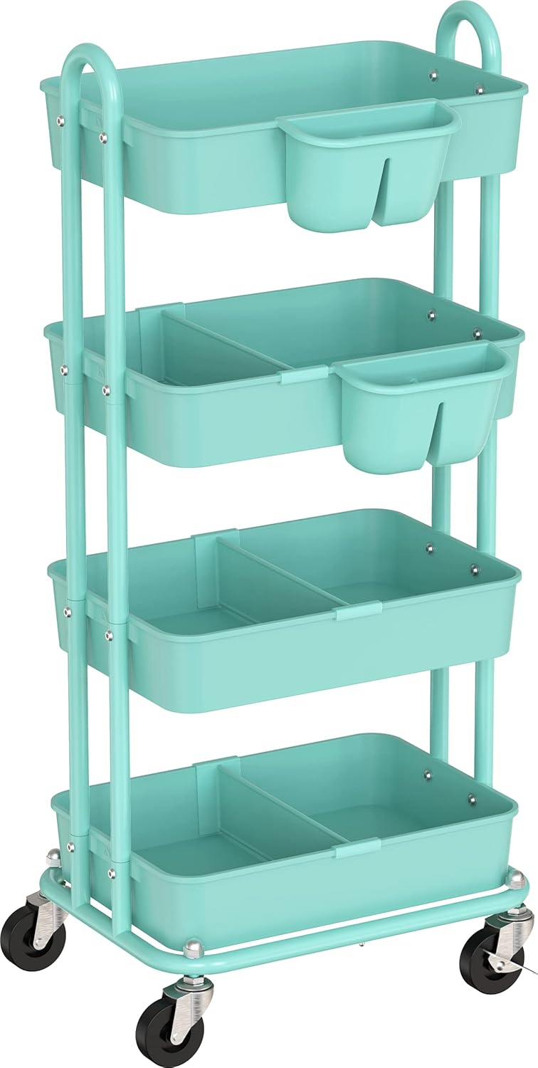 Heavy Duty 4-Tier Rolling Cart, White M108