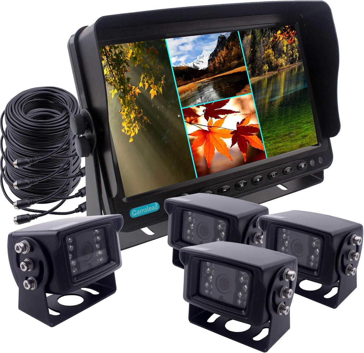 Heavy Vehicle Safety Camera System 9 inch Monitor with Quad Split Screen M4681