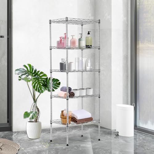 Black 4 Tier Steel Wire Shelving Unit H2758