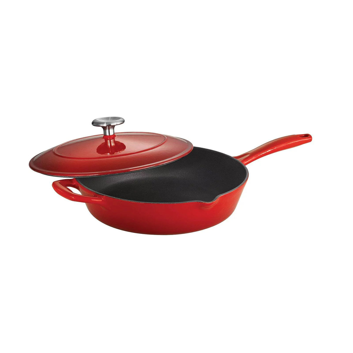 Red Enameled Cast Iron Covered Skillet S405142