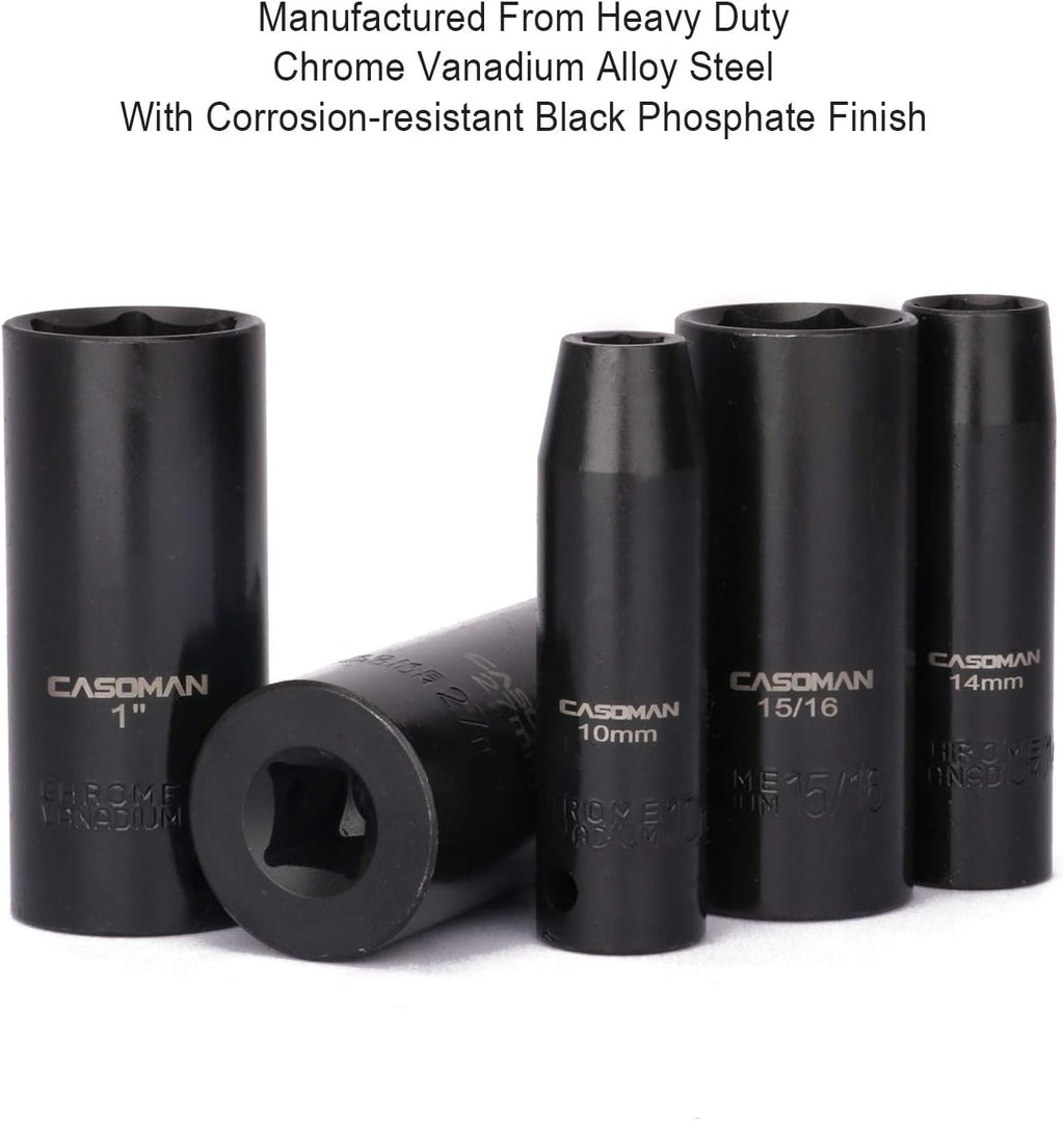 1/2 Drive 36 Piece Deep Impact Socket Set CR-V Steel B4368