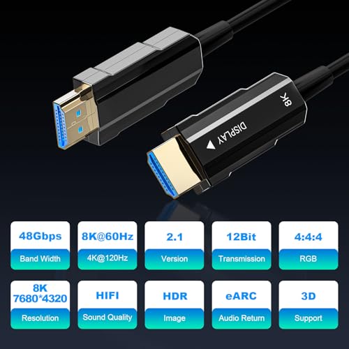 8K Fiber Optic HDMI Cable 50ft I7646