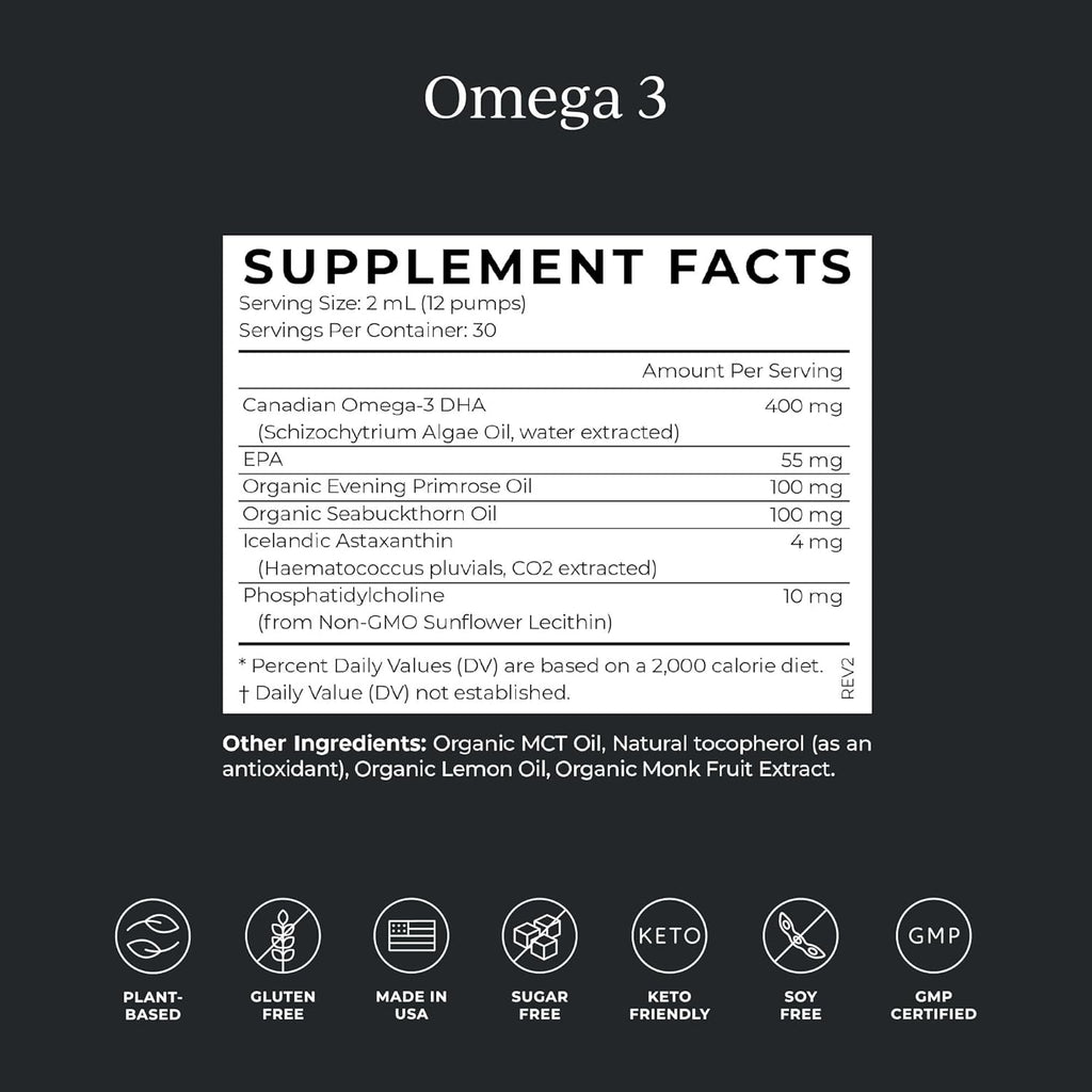 Liposomal Magnesium L-Threonate & DHA Vegan Omega 3 Bundle, Magnesium Supplement Q515