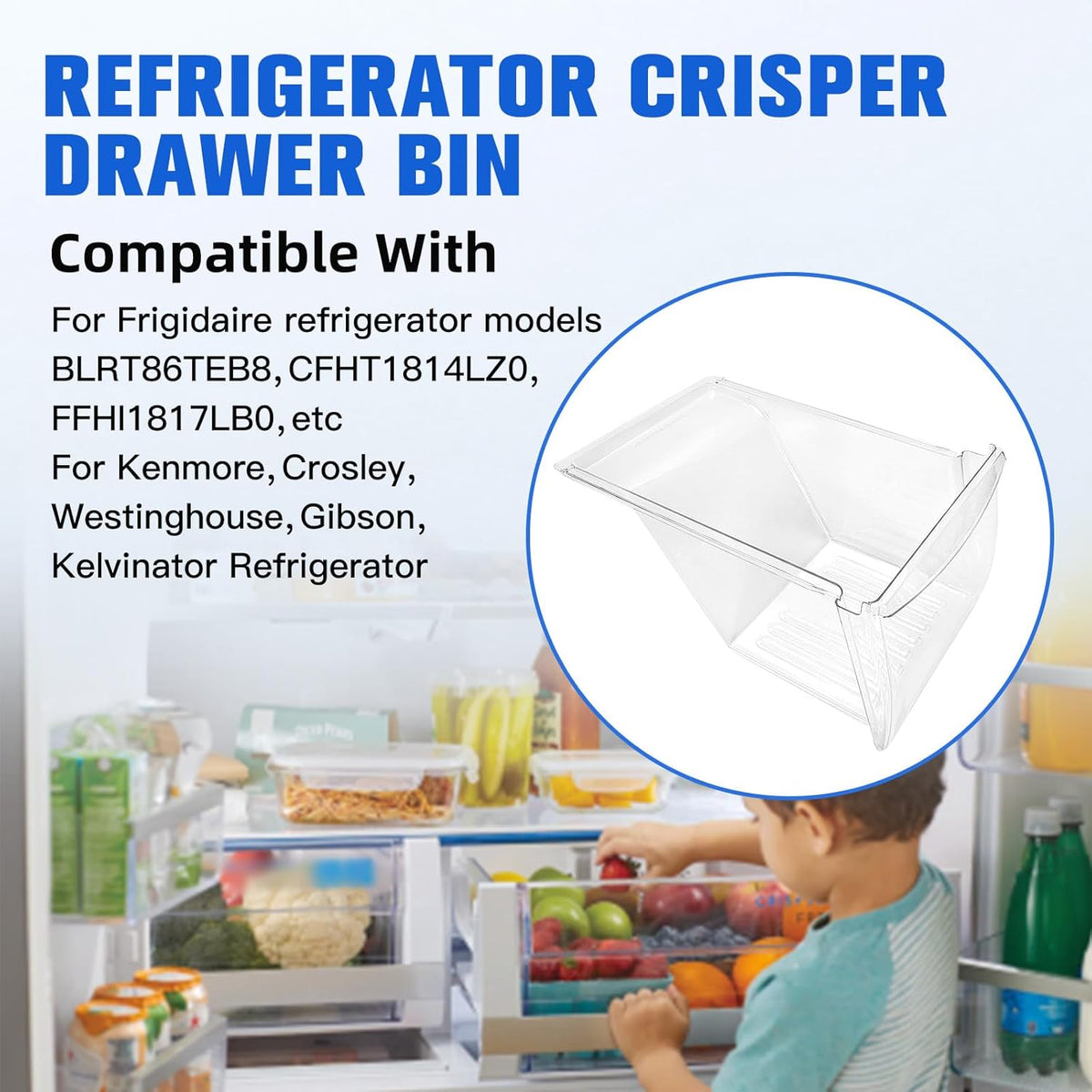 2Pcs Fridge Crisper Drawer & Crisper Bin Refrigerator Replacement G605779