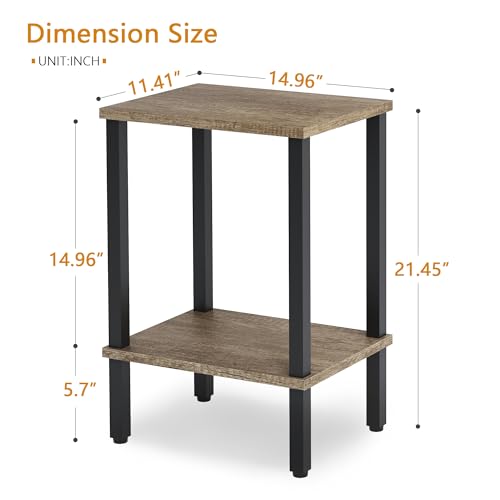 Rustic Brown and Black 2-Tier Narrow Side Table G182