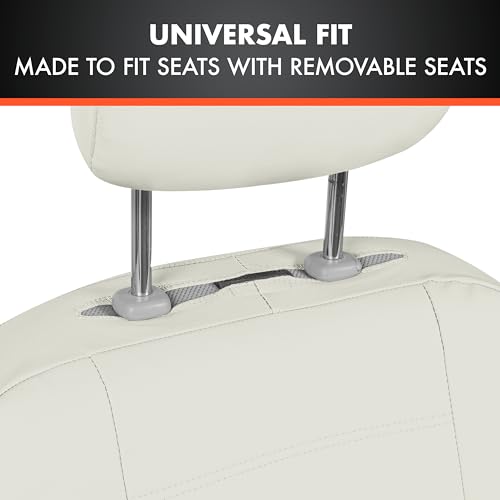 Beige Faux Leather Car Seat Covers Front Seats Only 4-Piece O8659