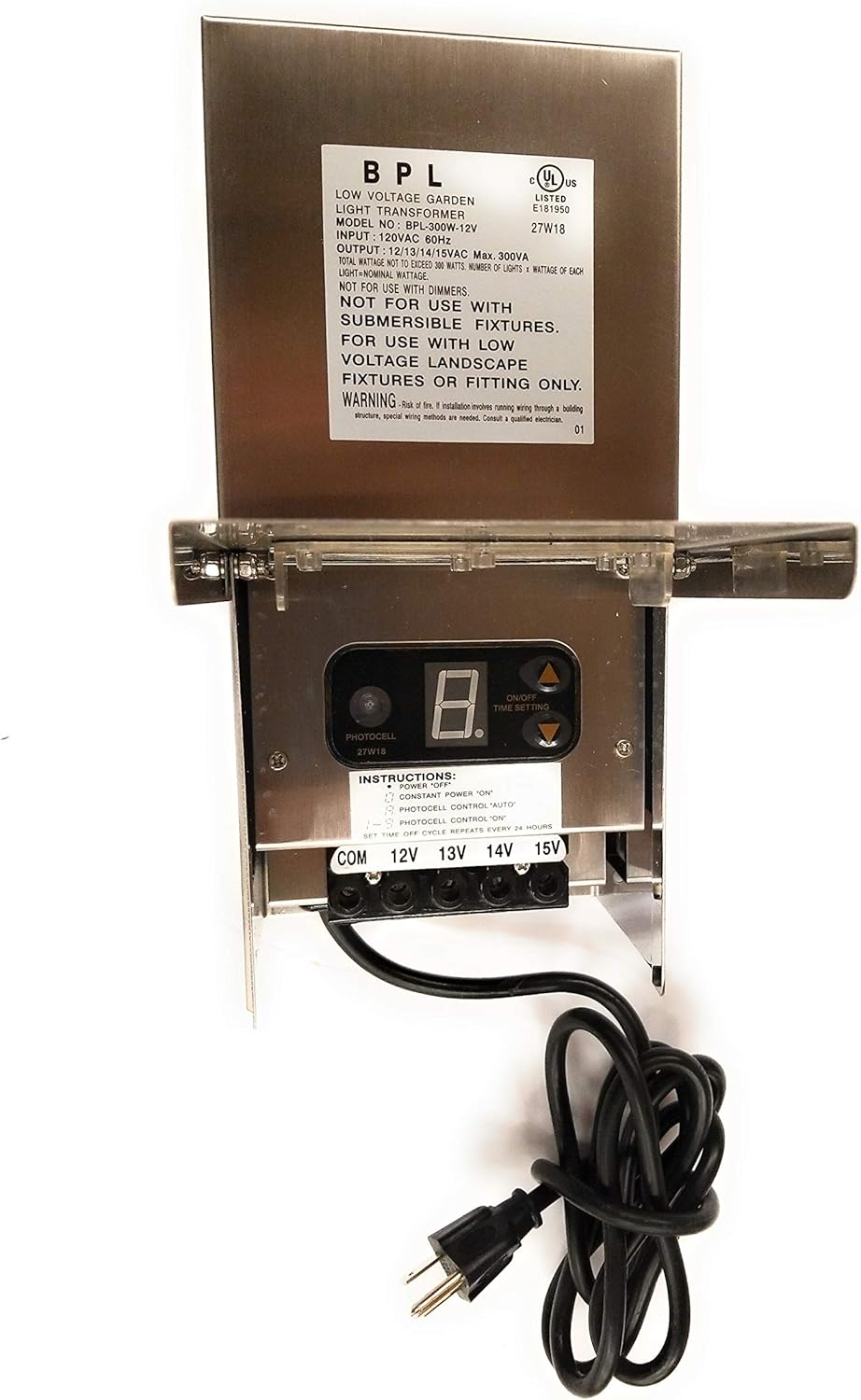 300W Multi Tap 120 Volt AC to 12-15V Low Voltage Landscape Lighting Transformer P307
