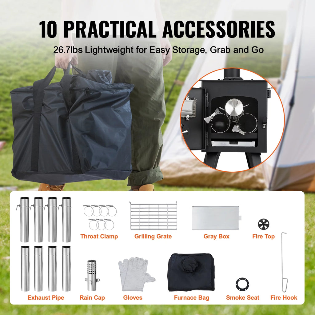 Portable Wood Stove with Pipes X41372