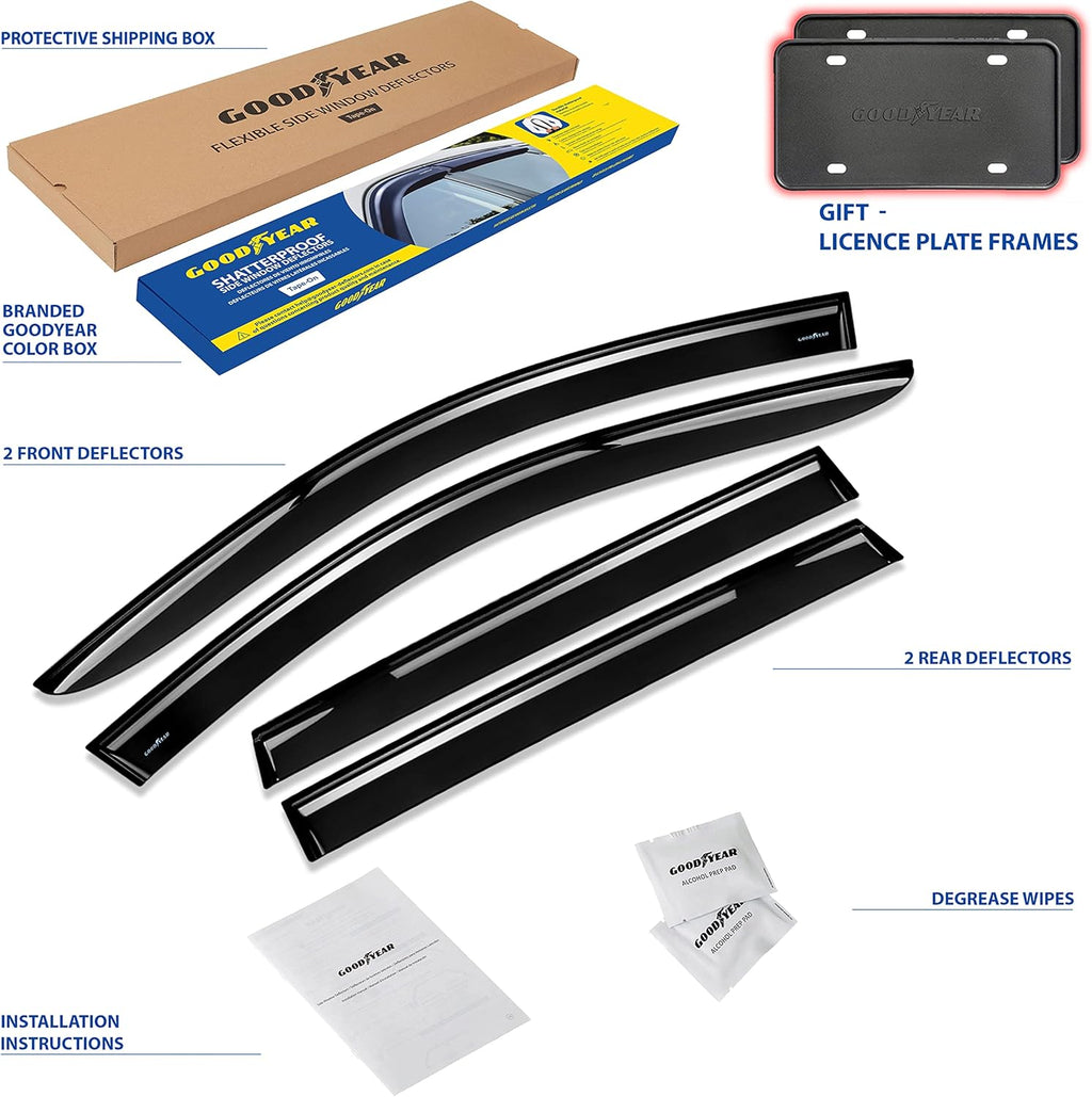 Shatterproof Window Deflectors, Tape-on Rain Guards, 4 pcs P607610
