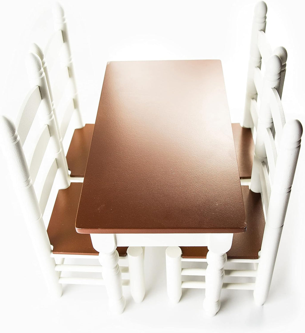 18 Inch Doll Furniture Wooden Kitchen Table and Two Chairs J94325