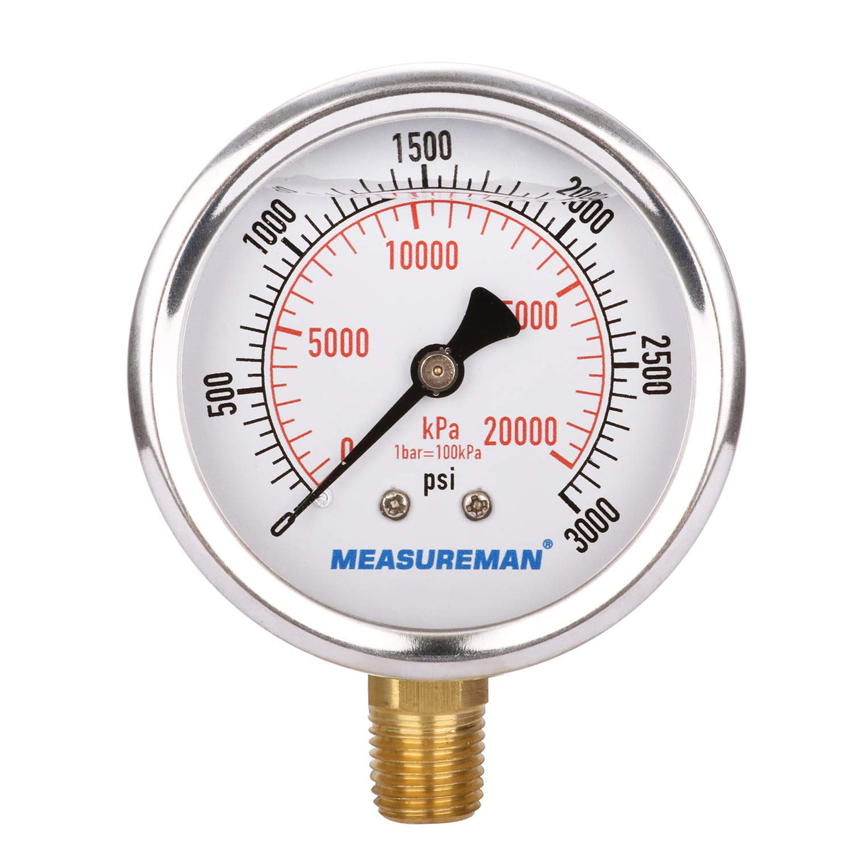 2-1/2inch Liquid Filled Hydraulic Pressure Gauge 0-5000psi/kpa Q934693