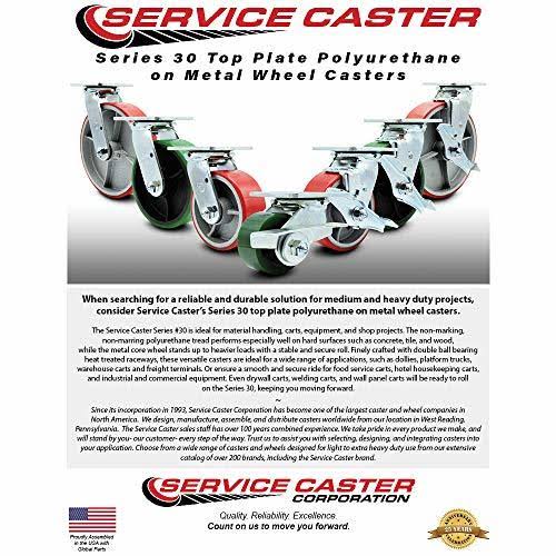 Polyurethane Wheel Caster Set Red on Silver 2 Swivel/2 Rigid Non Marking S195