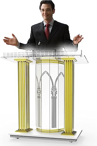 Acrylic Podium with Casters Floor Standing Rolling Lectern B448070