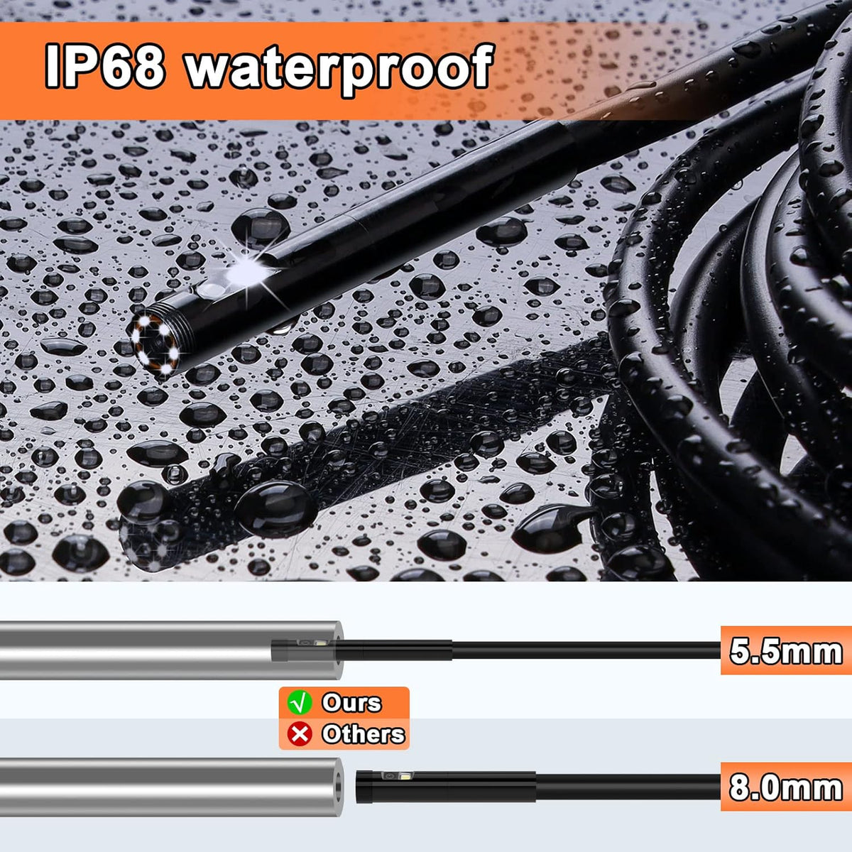1080P Dual Lens IP68 Waterproof Inspection Camera K986