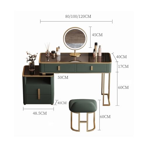 Green Wood Makeup Table with Cabinet H409