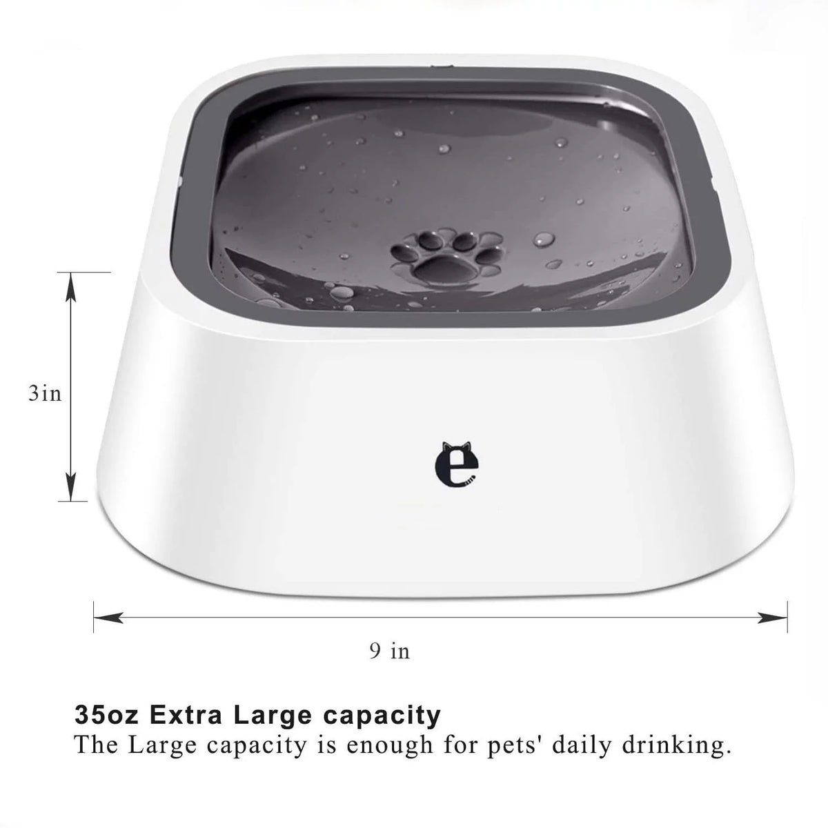 35OZ No-Spill Slow Water Feeder Dog Bowl GREY T7002