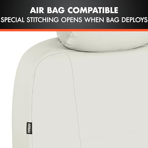 Beige Faux Leather Car Seat Covers Front Seats Only 4-Piece O8659