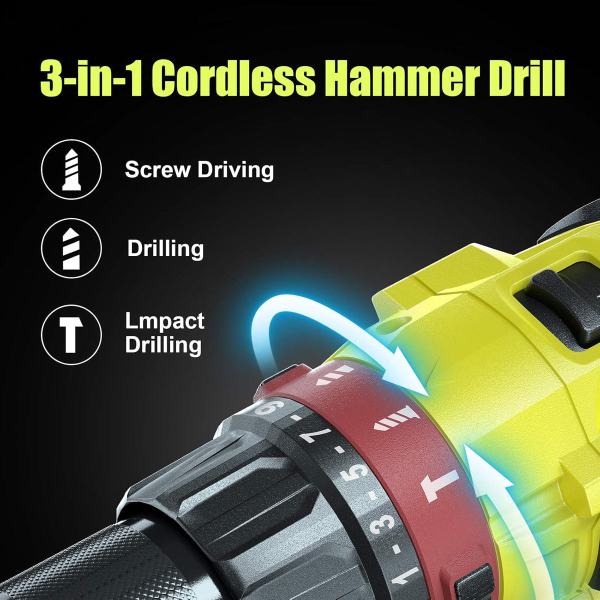1/2'' Cordless Hammer Drill with 2.0Ah Battery U339