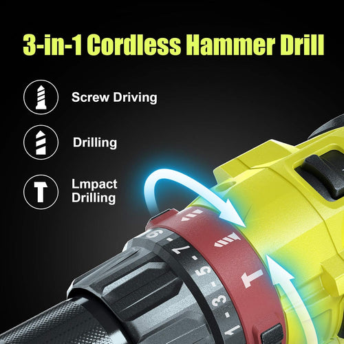 1/2'' Cordless Hammer Drill with 2.0Ah Battery U339