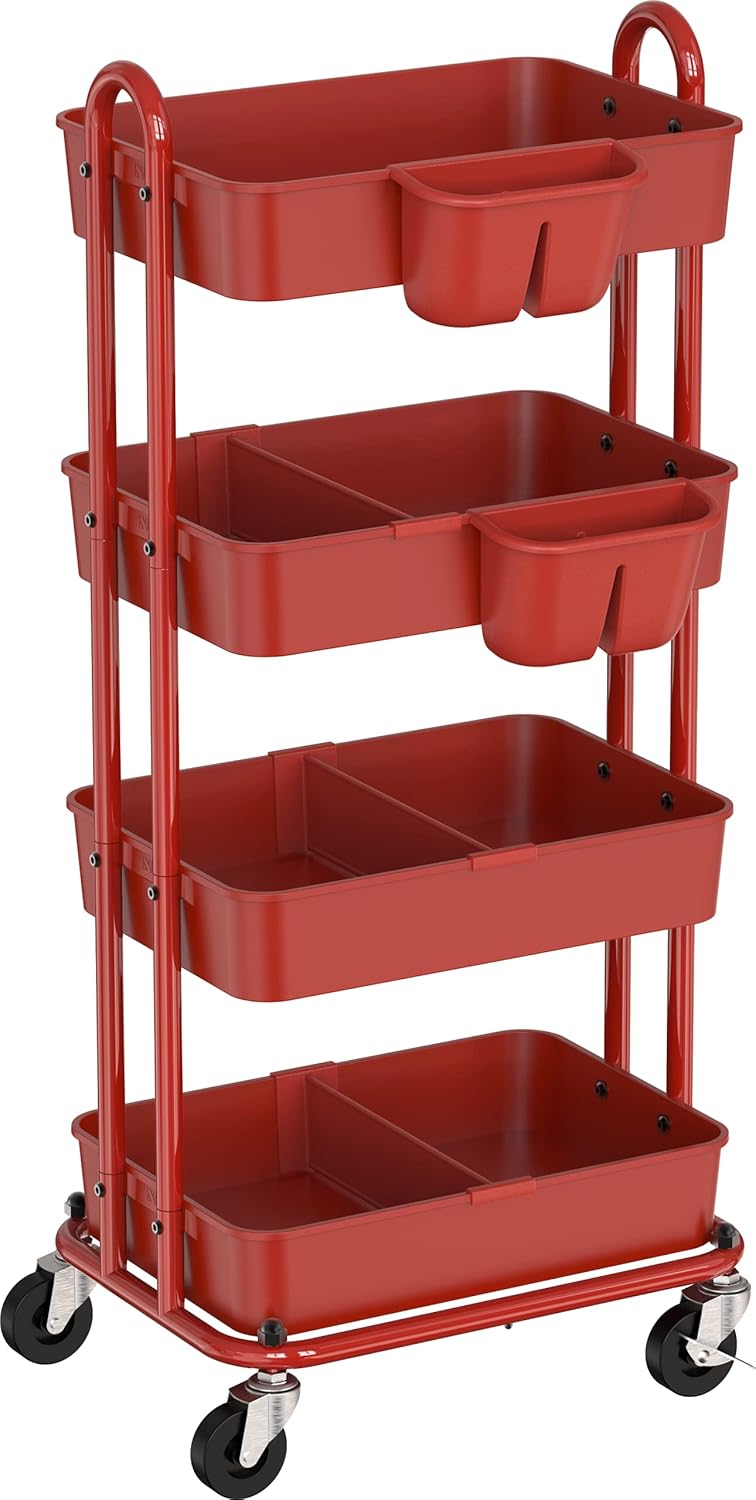 Heavy Duty 4-Tier Rolling Cart, White M108