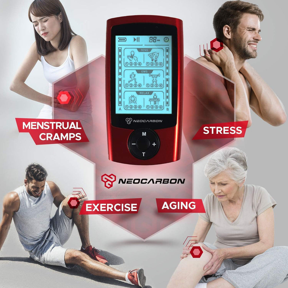 TENS EMS Muscle Stimulator with 16 Electrode Pads G3409